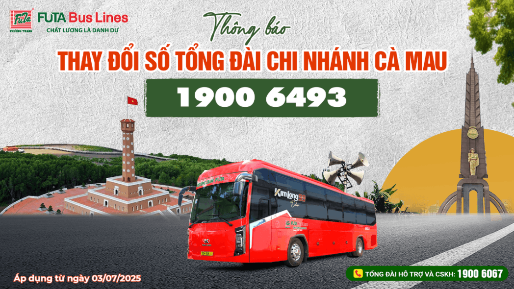 CÔNG TY PHƯƠNG TRANG THÔNG BÁO THAY ĐỔI ĐẦU SỐ TỔNG ĐÀI CHI NHÁNH CÀ MAU